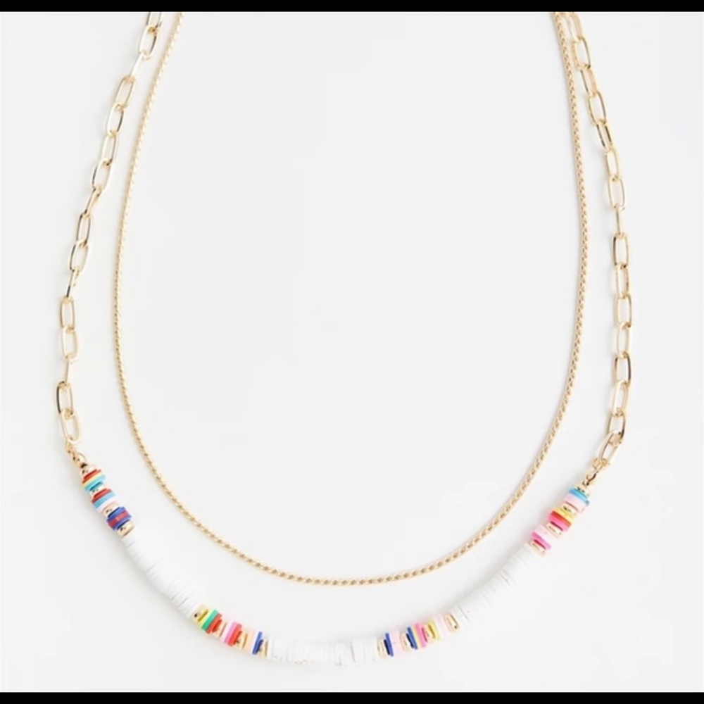 Torrid White Beaded Layer Gold Tone Necklace & Matching Anklet